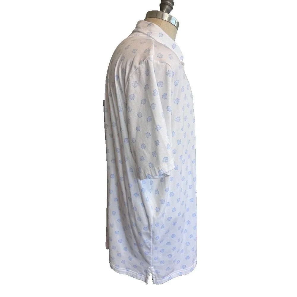 Polo Ralph Lauren Performance Polo Shirt Men's XL White Blue Floral Print Summer